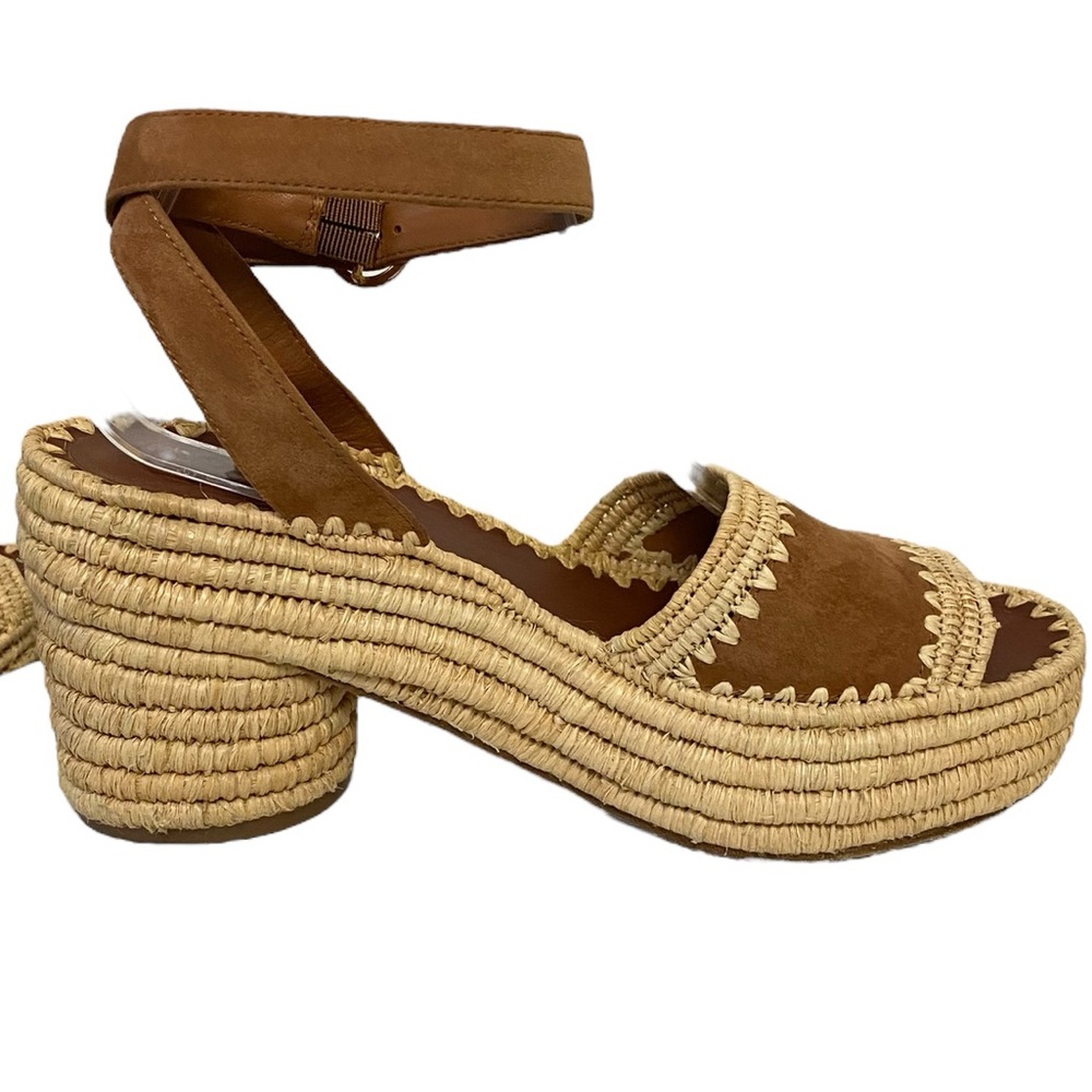 Tory Burch Arianne Platform Ankle Strap Chunky‎ Heel 90mm Sandal Brown 10 - Picture 6 of 15